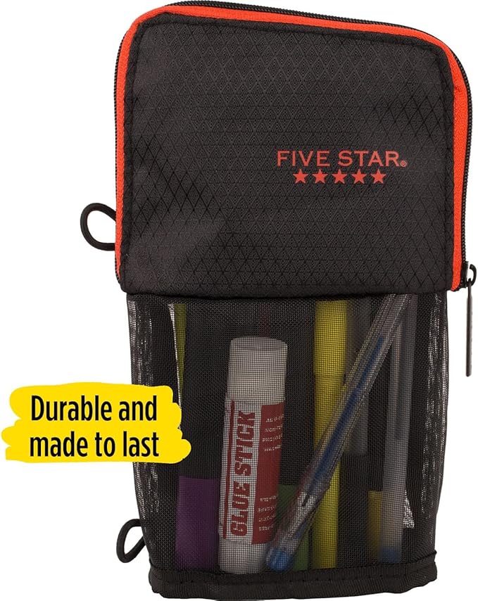 Five Star Stand 'N Store Pencil Pouch, Fits 3-Ring Binder, Pencil Case, Assorted Colors, Color Will Vary, 1 Count (50516) (Pack of 3)