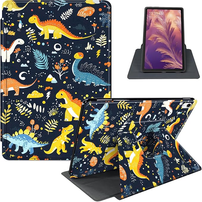 for iPad 11th Generation (A16 2025) 11 / iPad 10th Gen 10.9 2022 Case 360° Rotating PU Leather Stand Cover with Auto Sleep/Wake Shockproof TPU Backl Two Dragons Fighting
