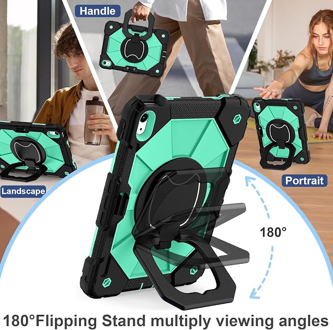 Scnioy Case for iPad (A16) 11th Generation 11 Inch (2025) / iPad 10th Generation Case 10.9 Inch (2022) with 360° Rotating Stand Screen Protector Pen Holder Shoulder Strap Black