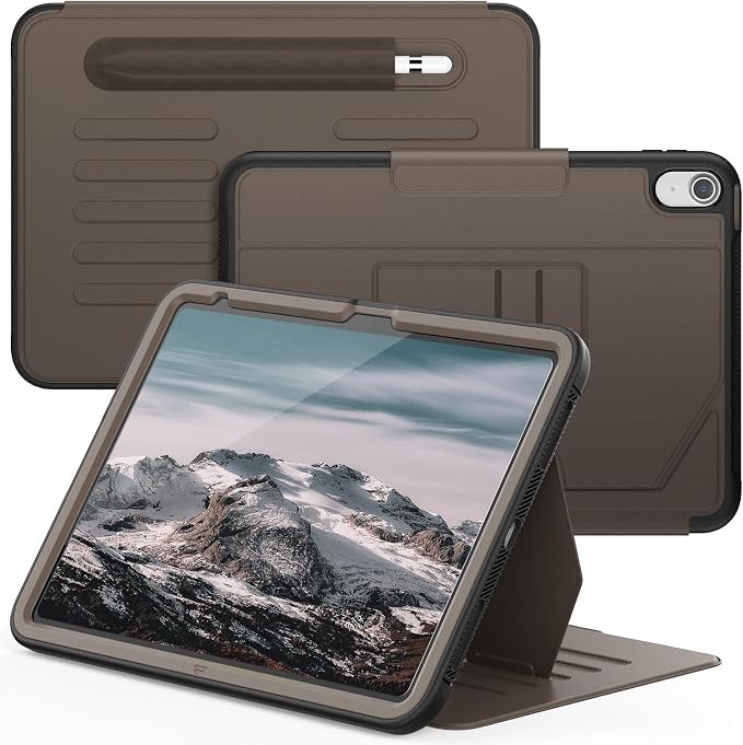 Case for iPad (A16) 11th/10th Generation 11''/10.9'' 2025/2022: Shockproof Protective Case with Hand/Shoulder Strap Pencil Holder Rotate Stand Screen Protector Black