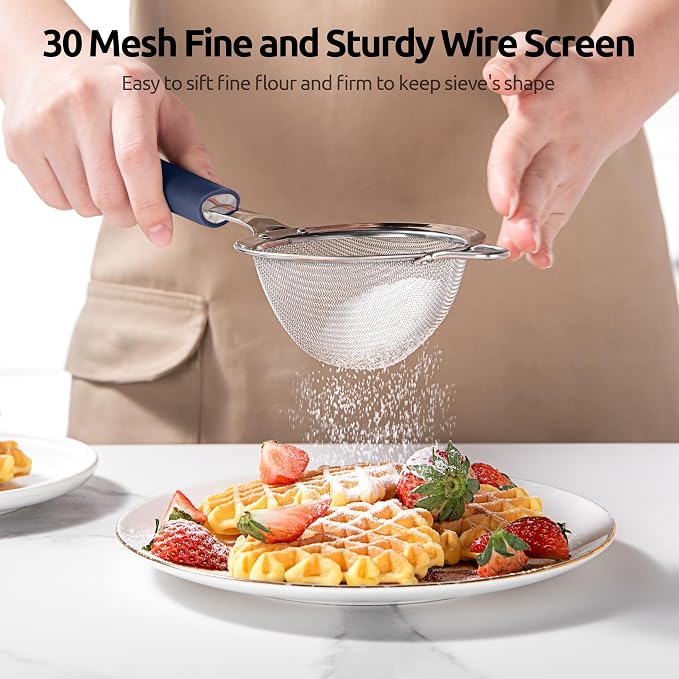 U-Taste Small Fine Mesh Strainer: 18/8 Stainless Steel 3.35in 30 Mesh Kitchen