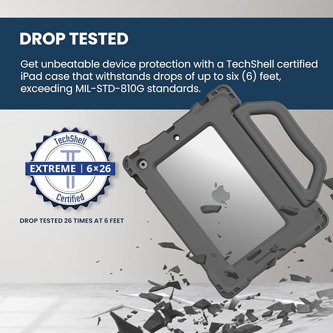 Brenthaven Bounce Rugged iPad Case Fits ONLY Apple 11th Gen 2025 &amp 10th Generation 2022 (10.9-inch) Drop Tested Cover - Gray