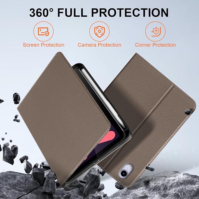 Case for iPad Mini7(A17 Pro) 2024/6th 2021 8.3 with Pencil Holder | Leather Protective Shockproof Smart Cover Adjustable Stand Auto Wake/Sleep Multiple View Angles Black