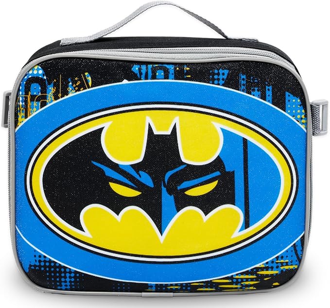 DC Comics Batman Backpack with Lunch Box Set - Bundle with 16” Superhero School Bag, Lunch Box, Water Bottle, Stickers, More | Batman Backpack for Boys, Kids