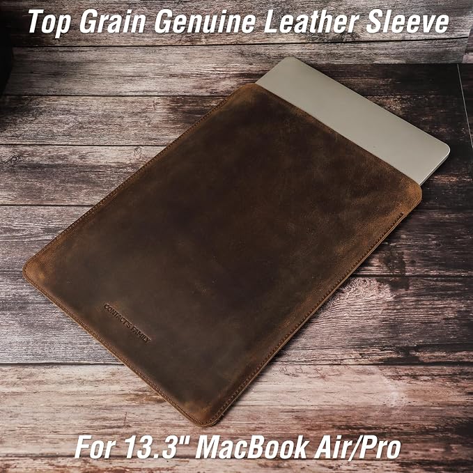 Top Grain Leather 12.9 Tablet Sleeve Slim Protector Vintage Design Fully Handmade Compatible with 12.9 iPad Pro 3/4/5/6 Gen Fits A2233 A2069 A2378 A2379 A2461 A2462 Coffee 12.9 Inch