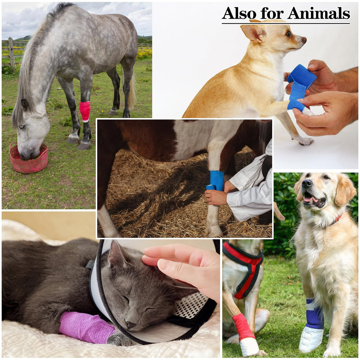 2" Self Adhesive Bandage Wraps, 6pcs 5 Yard Breathable Elastic Wraps, Skin Color Vet Wraps