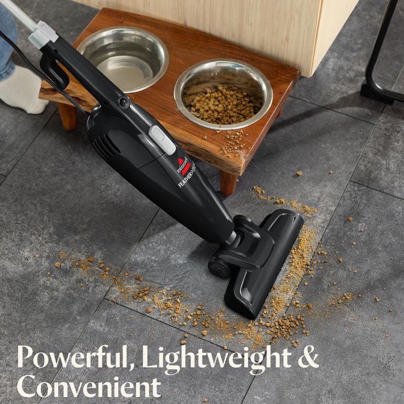 Bissell 2033M Featherweight Stick Lightweight Bagless Vacuum and Electric Broom with Crevice Tool for Hard Floors and Carpets, Black