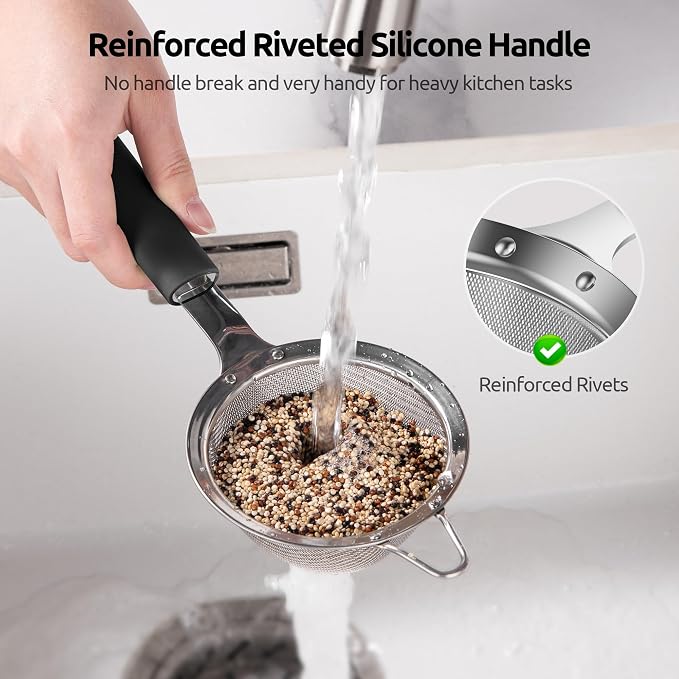 U-Taste Small Fine Mesh Strainer: 18/8 Stainless Steel 3.35in 30 Mesh Kitchen