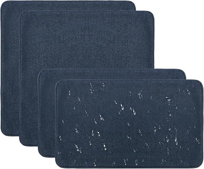 Outdoor Sunbrella Decorative Throw Pillow Covers Only, Pack of 4, 17"x17" & 20"x12" Water Repellent Replacement Lumbar Pillow Case for Patio, Couch, Sofa and Patio Furniture, Specrtum Indigo