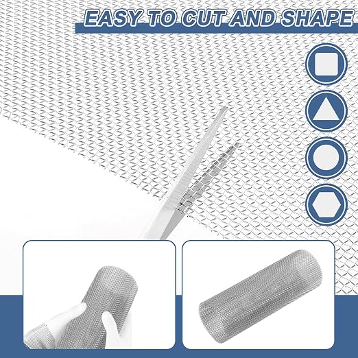 uxcell 10 Mesh 118" x 12" Woven Wire Mesh, 304 Stainless Steel Air Vent Filter