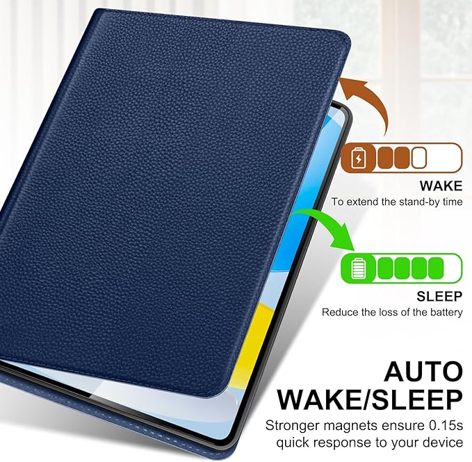 Genuine Leather Case for iPad 11th Gen 11(2025/A16)/10th Gen 10.9 | Slim Protective Cover with Adjustable Stand Auto Wake/Sleep Premium Leather Black