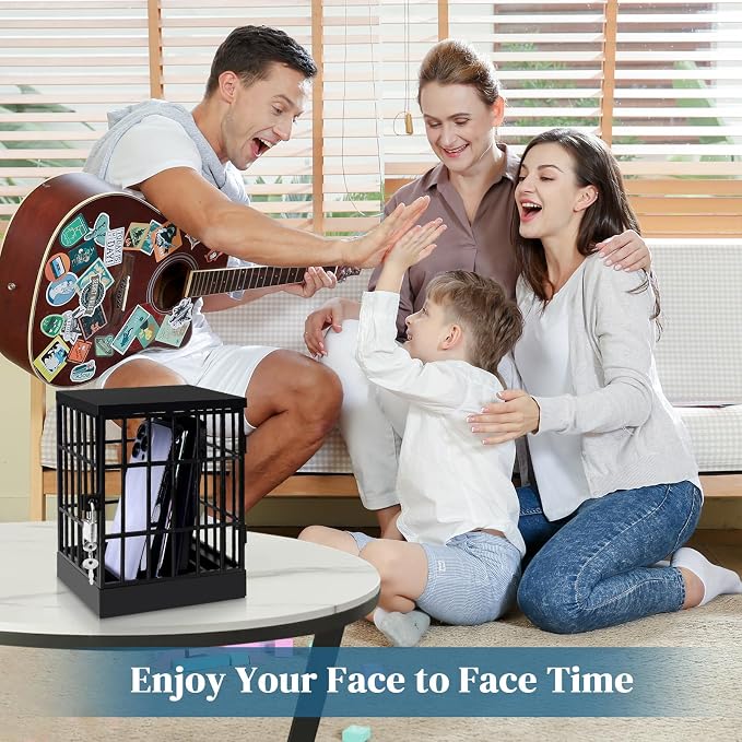 Gemaxvoled Cell Phone Jail-Phone Cage with Lock and Key Phone Lock Box Cell Phone Locker for Classroom/Family