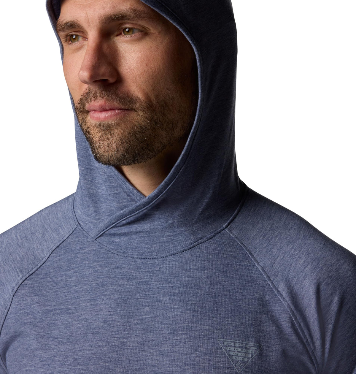 Columbia Mens PFG Uncharted Long Sleeve Sun Protection Hoodie, Nocturnal Heather, X-Large