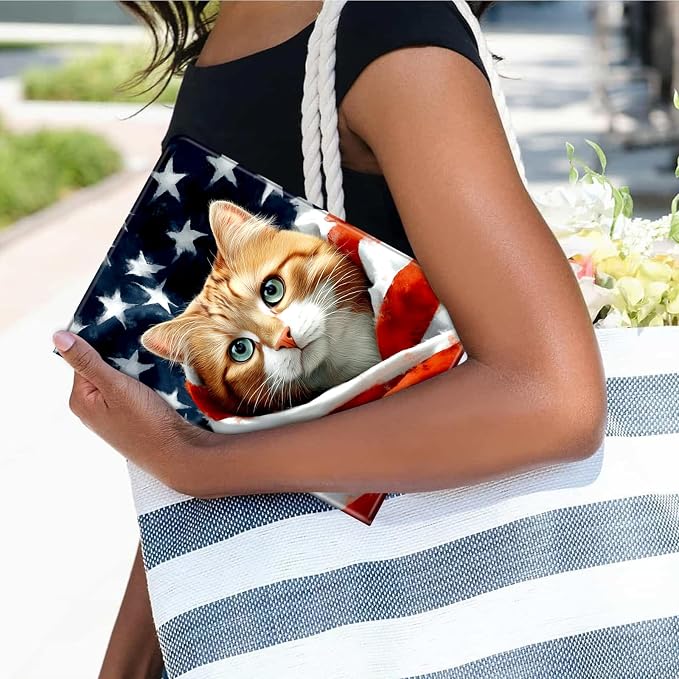 Case for Microsoft Surface Go 4/3/2/1 (2023/2021/2020/2018)-Slim PU Leather Lightweight Adjustable Stand Smart CoverAmerican Flag