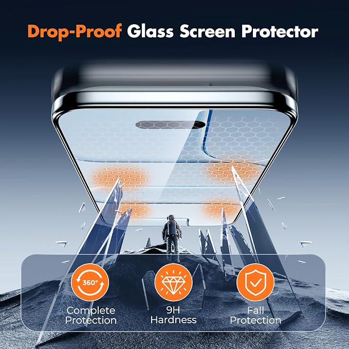 UNBREAKcable 3-Pack Screen Protector for iPhone 15 Double Shatterproof Tempered Glass [Easy Installation Frame] [99.99% HD Clear] [9H Hardness] [Full Coverage] [Case Friendly] for Apple 15 6.1 inch