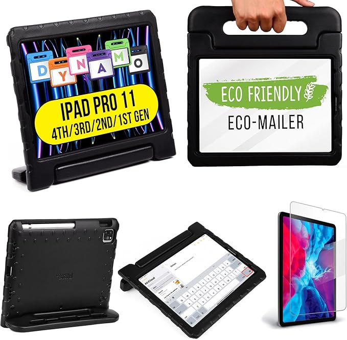 Official Cooper Dynamo for iPad Pro 11 inch Case for Kids 4th/3rd/2nd/1st Generation 2022/2021/2020/2018 | Rugged Foam Magic Handle Stand with Pencil Holder Eco-Mailer
