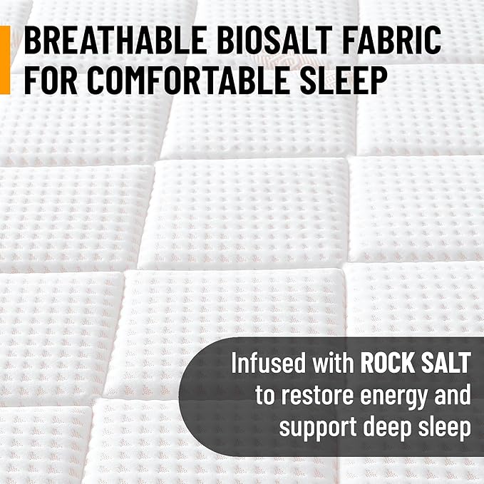 Ottomanson Queen 12” Hybrid Mattress - Rock Salt Infused Quilted Cover - Made in USA - Medium-Firm Support - Individually Pocketed Coils & CertiPUR-US Foam - Fiberglass-Free - Bed in a Box