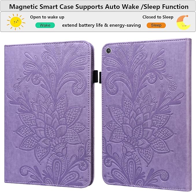 Fire HD 8 Case Slim Folding Stand Auto Wake/Sleep Wallet Case with Cards/Cash Holder for Amazon Fire HD 8(8th/7th/6th Gen 2018/2017/2016 Release)-Black