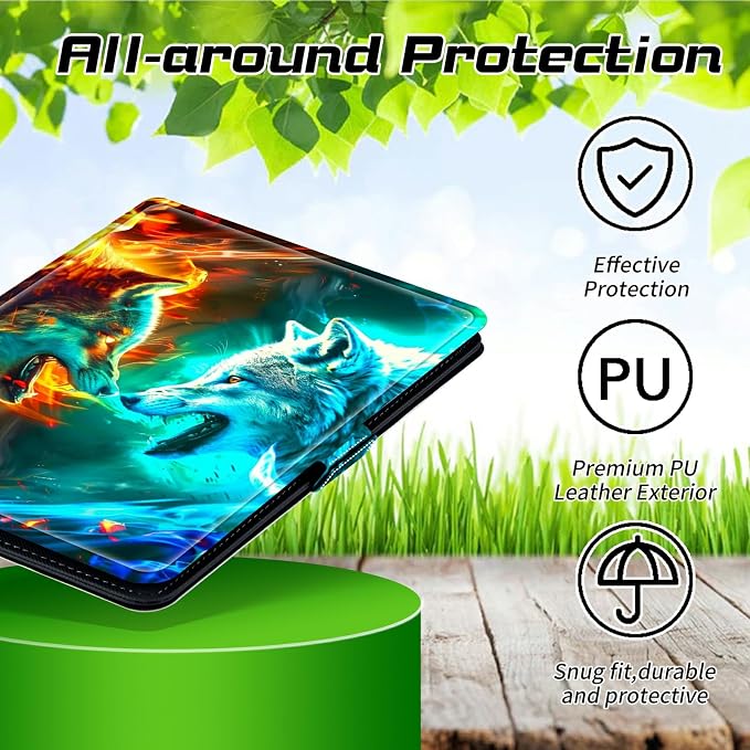 for Walmart Onn 10.1 2024 Onn 10.1 Gen 4 Universal Tablet Case 360 Degree Rotating Kickstand Protective Stand Case with Multiple Viewing PU Leather Shell Case Black Book Cat