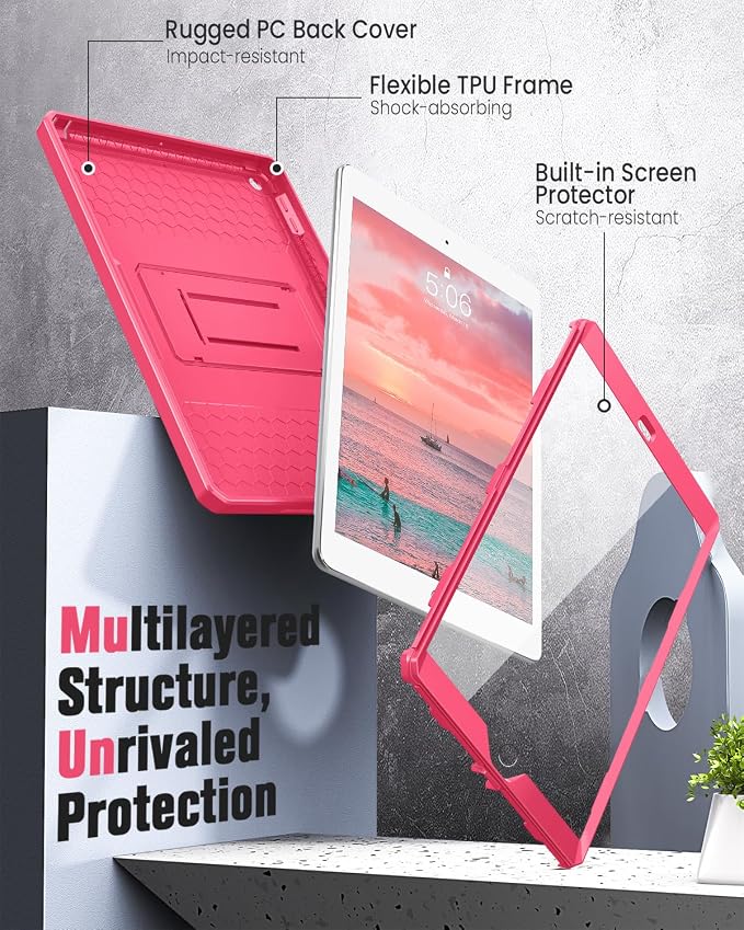 MoKo Shockproof Case Fit 2018/2017 iPad 9.7 6th/5th Generation Black | Heavy Duty Shockproof Full Body Rugged Hybrid Cover with Built-in Screen Protector for Apple iPad 9.7 Inch 2018/2017