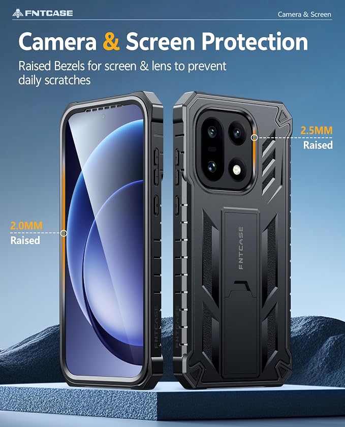 FNTCASE for 11 Pro XL Case Rugged Kickstand 2 Front Frames Black | Built-in Screen Protector 20FT Military-Grade Drop Protection Rugged Heavy Duty Shockproof Full Body Protective Cover