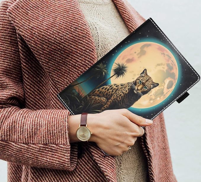 Case for Amazon Fire HD 8/HD 8 Plus Tablet (8 12th/10th Generation 2024/2022/2020 Release) Slim PU Leather Stand Folio Cover with Auto Wake Sleep African Woman Wolf