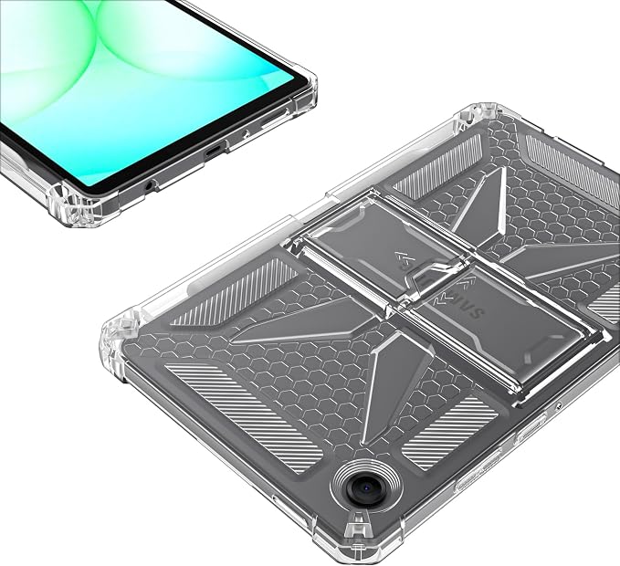 Clear Case for Samsung Galaxy Tab A11 8.7 2025 with Pencil Holder/Kickstand Soft TPU with Reinforced Corners‌ Shockproof Impact Resistant - Clear