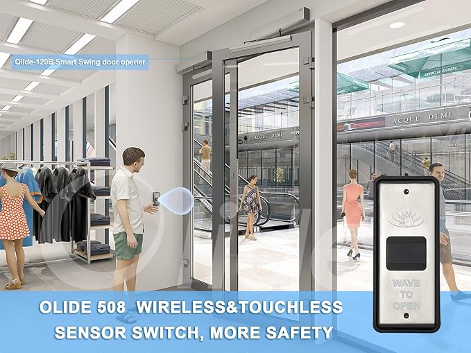 Olideauto Olide-120B Automatic Door Opener Touchless Open,Pair with 2PCS Wireless Slim Touchless Activation Switches Olide-508