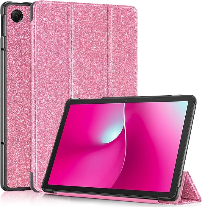 Caweet Case for T-Mobile Revvl Tab 2 10.1 Inch 2025 Released Lightweight Hard Back Shell Tri-Fold Stand Cover with Magnetic Closure Almond Blossom