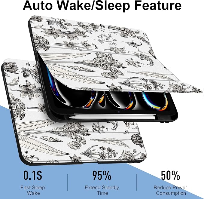 DONGKE for iPad Pro 11-Inch Case (M5 2025 / M4 2024) 6th/5th Generation [Auto Sleep/Wake &amp Pencil Pro Holder] Clear Acrylic Back Smart Trifold Stand Cover Bear &amp Cherry