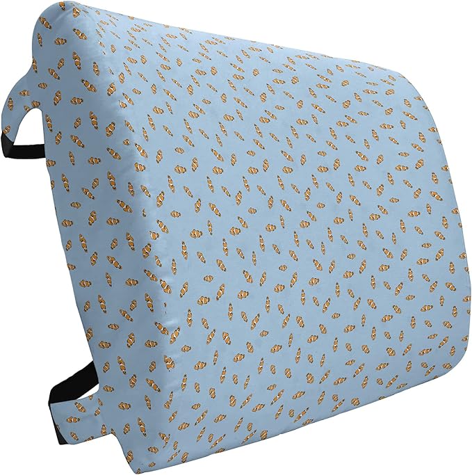 Ambesonne Cartoon Lumbar Back Support Pillow, Illustration of Clownfish Repetitive Simplistic Pattern Underwater, High Density Foam for Office Chairs Car Seats, 14" x 13", Pale Azure Blue Marigold