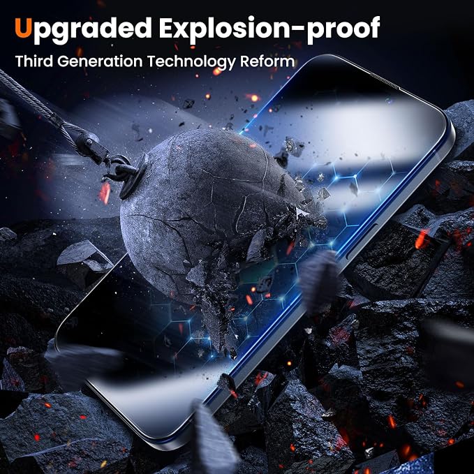 UniqueMe for iPhone 15 Pro Privacy Screen Protector-2 Packs | Military Grade Shatterproof9H+ Hardness Tempered Glass Full Coverage Protection Easy to install