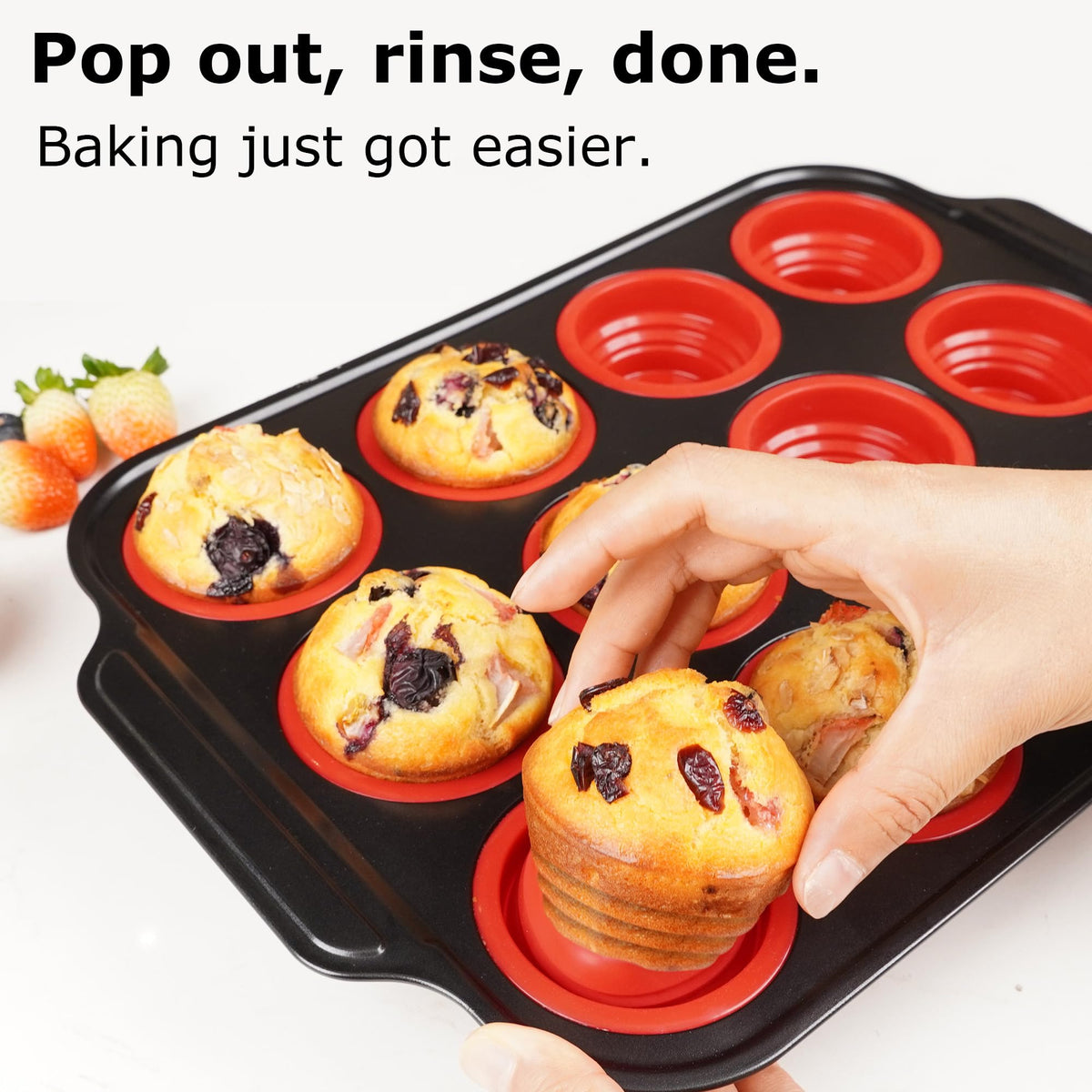 Lyveit Silicone Muffin Pan for Baking with Metal Frame