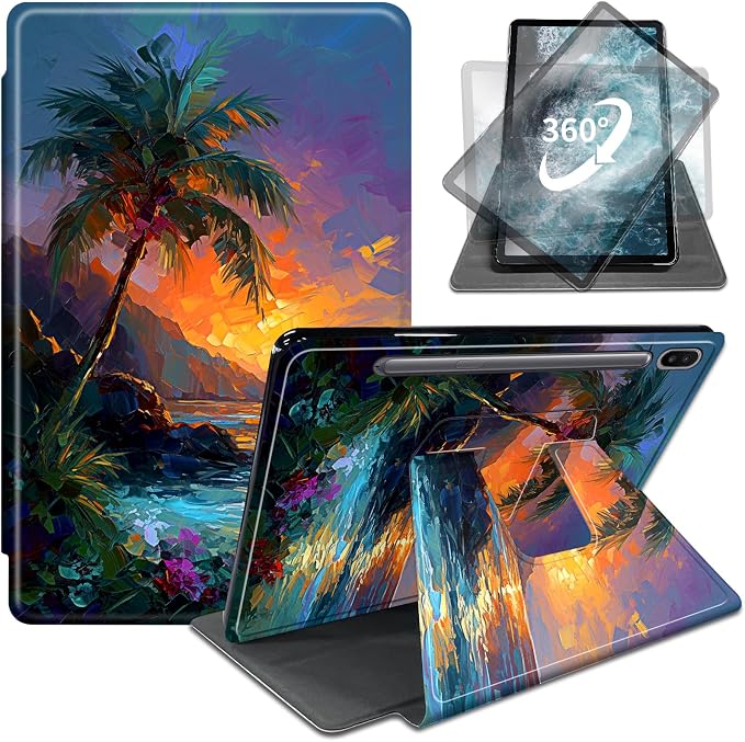 for Samsung Galaxy Tab S6 (10.5 inch) Tablet 2019 release-360 Degree Rotating Stand PU Leather Cover with Auto Wake/Sleep + S Pen HolderArt Butterfly