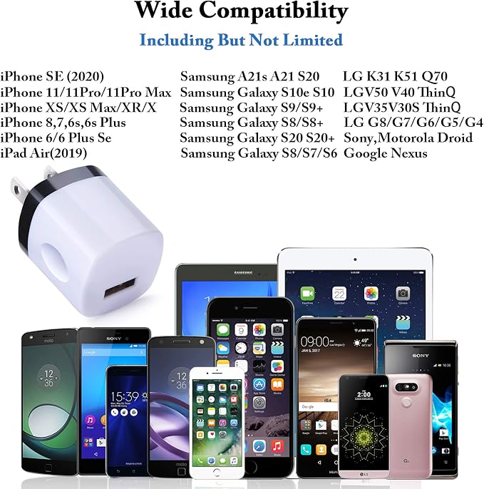 Wall Adapter 10 PackUorMe 1A 5V Single Port Charger Power USB Plug Charging Cube Block Box Compatible iPhone 14 13 12 SE 11 Galaxy S23 Ultra S22 S21 FE S10e S9 A13 A03s A71 A51 Note20 Google 8A 7A