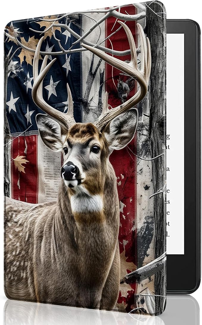 for 6 Kindle 2024 and 2022 (11th Generation) Case Slim Lightweight Smart Cover Case with Auto-Wake/Sleep for Kindle 2024Bald Eagle Flag