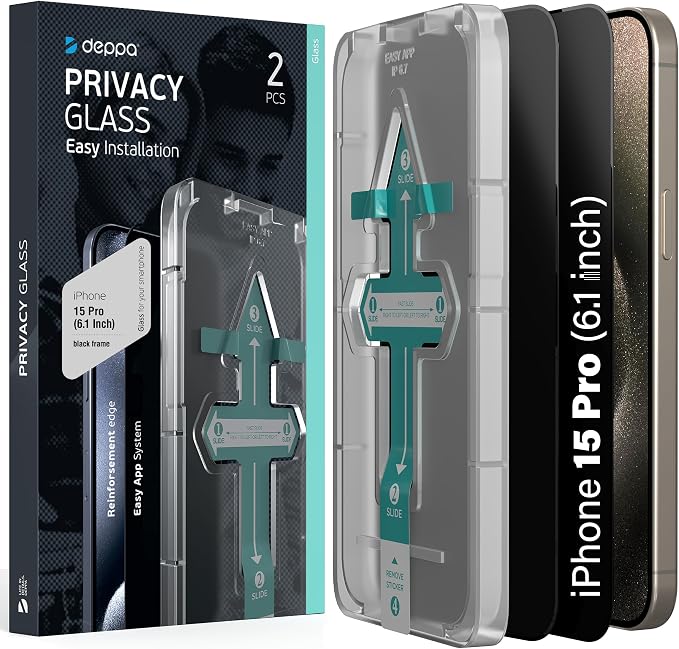 Privacy Screen Protector for iPhone 15 Plus / 16 Plus (6.7) 2 Pack | Anti-Spy | Anti-Fingerprint | Bubble-Free | Easy Installation | Ultra-Resistant