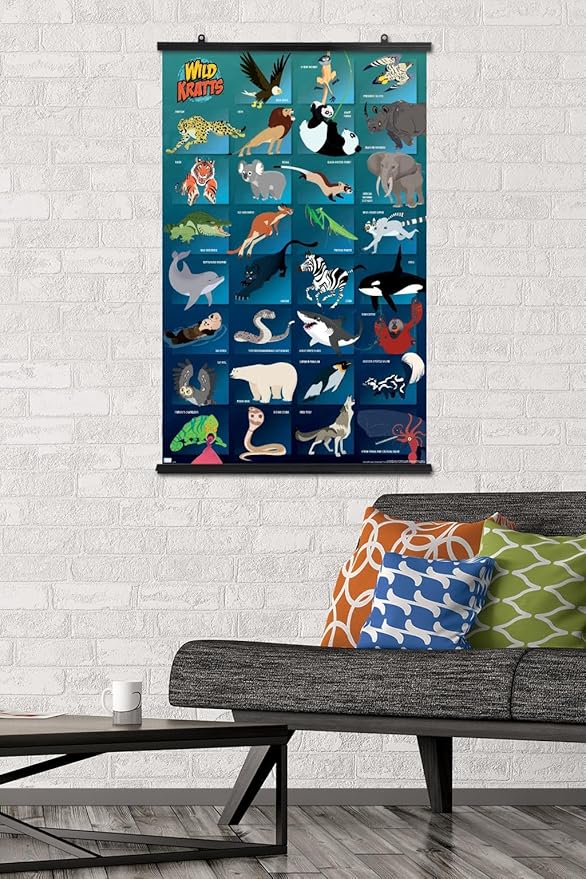 Wild Kratts - Grid Wall Poster, 34L" x 22.4W", Premium Poster & Clip Bundle