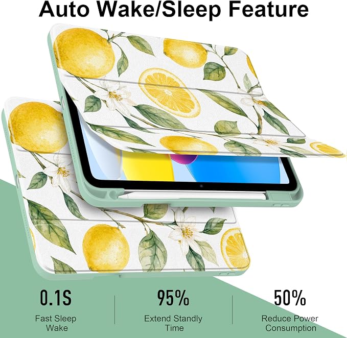 Case for iPad (A16) 11th Generation 11 inch 2025 /iPad 10th Gen 10.9 2022 - Aesthetic Cute Preppy Design Trifold Cover with Soft TPU Bumper Clear Back Auto Sleep/Wake Waves