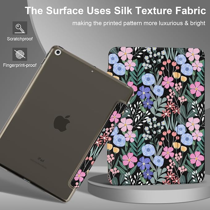 Compatible with iPad 10.2 Inch Case 2021 2020 2019 Smart Lightweight Trifold Stand Hard Plastic Transparent Cover Support Auto Sleep/Wake for iPad 10.2 9th/8th/7th Gen - Bear &amp Cherry