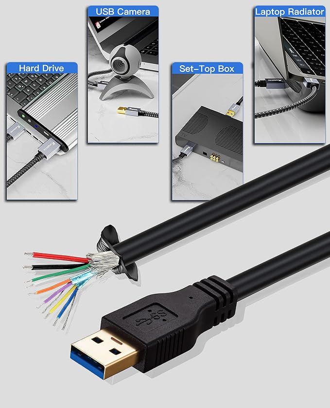 USB to USB Cable Male to Male 20 ft Long USB 3.0 Cable A to A for Data Transfer Hard Drive Enclosures Printer Modem Cameras