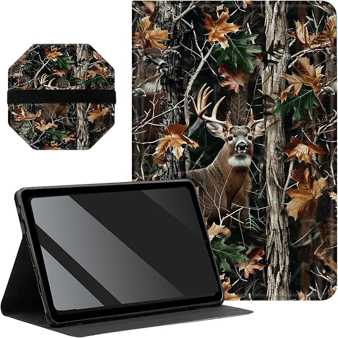 for All-New Kindle Fire HD 10 &amp 10 Plus Tablet (13th/11th Gen 2023/2021 Release) 10.1 + Screen Clean Pad Slim PU Leather Multi-Angle Kickstand Cover with Auto Wake/Sleep Horse with US Flag
