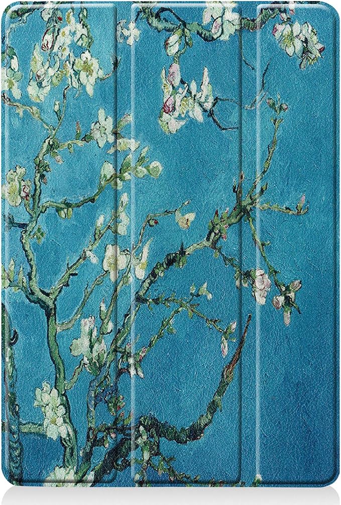 for Apple iPad 10.2 Case 9th/8th/7th Generation Cover (2021/2020/2019) with Auto Wake/Sleep Ultra Thin Lightweight Trifold Stand Folio PU Leather &amp Hard Back Hybrid Cover Almond Blossom