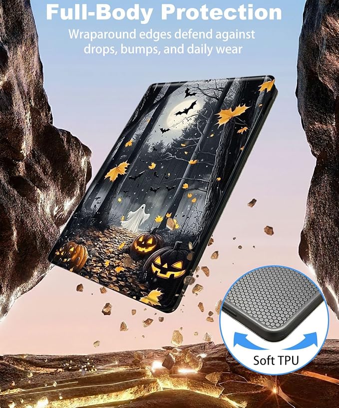 for iPad 11th Generation (A16 2025) 11 / iPad 10th Gen 10.9 2022 Case 360° Rotating PU Leather Stand Cover with Auto Sleep/Wake Shockproof TPU Backl Raccoon Perched
