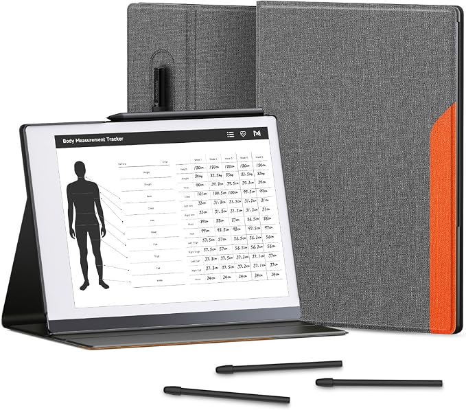 Case for Remarkable 2 Paper Tablet 10.3 2020 Released Fabric Folio Cover with Pen Pocket Stable Stand Design Black &amp Light Cork (Exclusive Templates Provided)