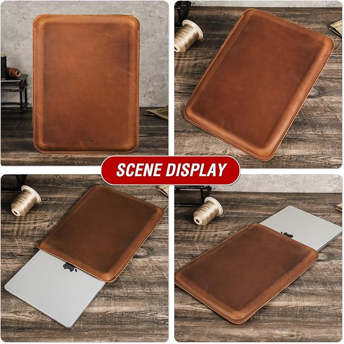 Top Grain Leather 12.9 Tablet Sleeve Slim Protector Vintage Design Fully Handmade Compatible with 12.9 iPad Pro 3/4/5/6 Gen Fits A2233 A2069 A2378 A2379 A2461 A2462 Coffee 12.9 Inch