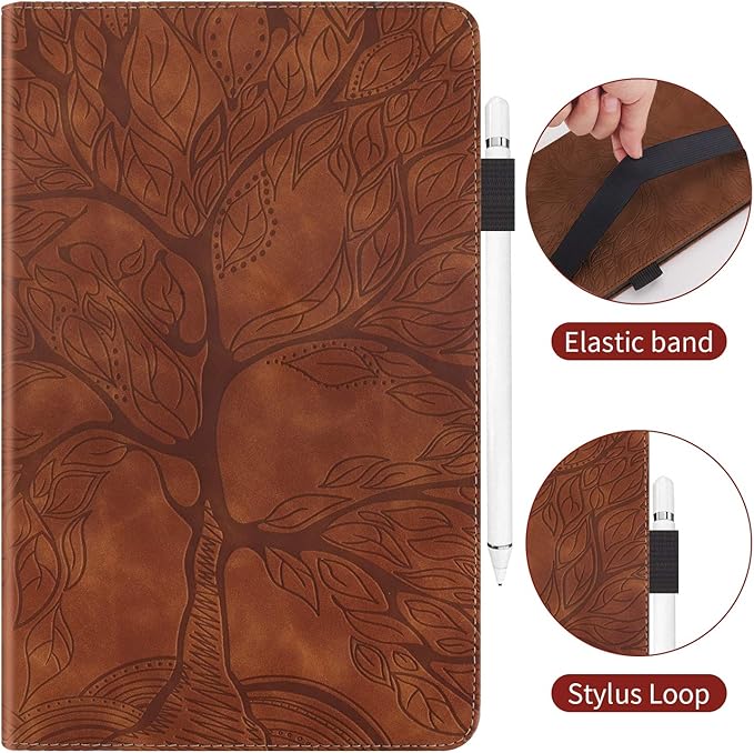 Case for Samsung Galaxy Tab A 8.4'' 2020 SM-T307 PU Leather Folio Stand Cover Protective Shell Lightweight with Pencil Holder Card Pocket Elastic Belt for Galaxy Tab A 8.4 Tablet 2020 - Brown