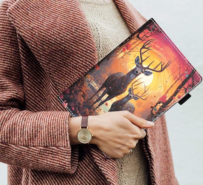 Case for Amazon Fire HD 8/HD 8 Plus Tablet (8 12th/10th Generation 2024/2022/2020 Release) Slim PU Leather Stand Folio Cover with Auto Wake Sleep African Woman Wolf