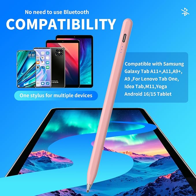 Galaxy Tab A11+ Stylus Pen for Samsung Table A11/A9+/A9 Drawing Stylus for Android Tablets Precise Writing PencilFast ChargingAuto SleepButton on/Off (Black)