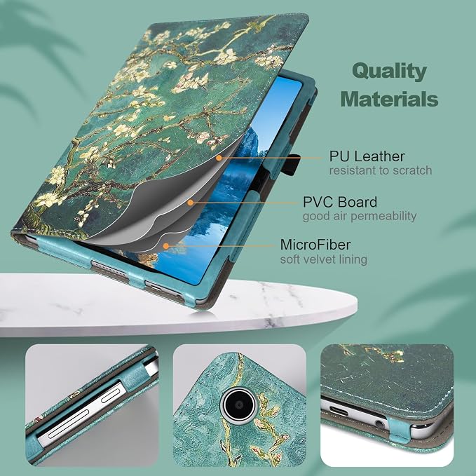Case for Onn. 10.4 Tablet Pro (2023 Model:100110603) - Folio PU Leather Stand Cover with Pencil Holder Almond Blossom